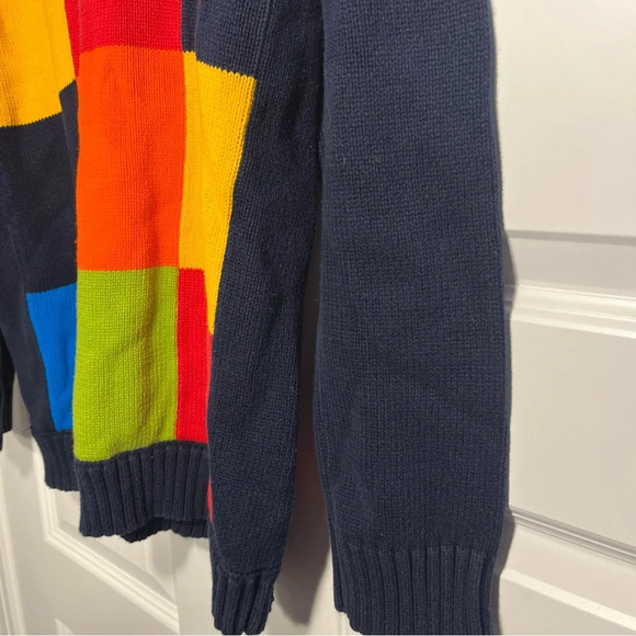 Jones New York Sport Colorblock Sweater Vintage Mock Neck Medium Bright Colorful - Picture 3 of 7